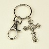 Tibetan Style Crucifix Cross Keychain KEYC-JKC0009-13-1