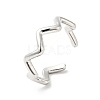 304 Stainless Steel Wave Open Cuff Ring for Women RJEW-I085-13P-02-1