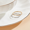2Pcs 2 Colors 304 Stainless Steel Rhinestone Plain Band Rings for Women RJEW-LP0001-37-3