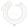 304 Stainless Steel Pendant 316 Surgical Stainless Steel & Plastic Pearl Paperclip Chain 3 Layer Necklaces for Women NJEW-JN05471-02-4