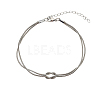 304 Stainless Steel 2-Strand Handmade Knot Snake Chain Bracelets for Couples BU0455-4-1