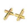 Real 18K Gold Plated Brass Micro Pave Cubic Zirconia Connector Charms KK-L209-041G-01-2