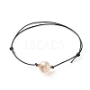 Energy Pearl Luster Plated Natural Agate Round Faceted Beads Bracelet BJEW-JB06749-01-4