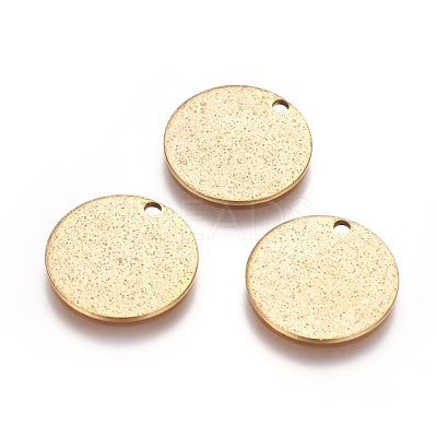 Ion Plating(IP) 304 Stainless Steel Textured Pendants STAS-I098-01-15mm-G-1