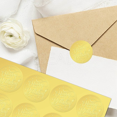 34 Sheets Self Adhesive Gold Foil Embossed Stickers DIY-WH0509-008-1