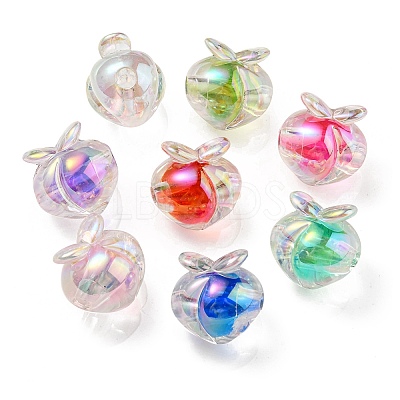 UV Plating Rainbow Iridescent Acrylic Beads OACR-F004-02-1
