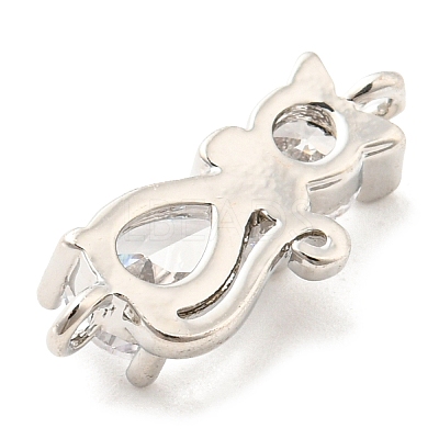 Brass Micro Pave Cubic Zirconia Kitten Links Connectors ZIRC-G157-50P-1