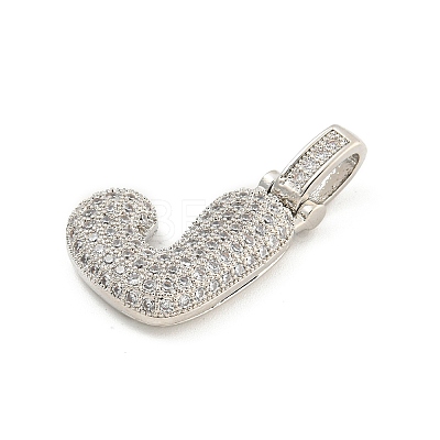 Brass Micro Pave Clear Cubic Zirconia Pendants KK-B099-01P-J-1