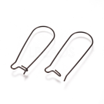 304 Stainless Steel Hoop Earrings Findings Kidney Ear Wires Ion Plating(IP) STAS-L216-22A-B-1