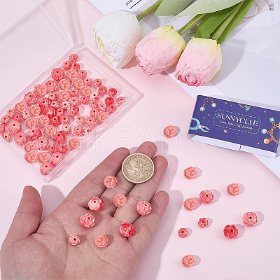 100Pcs 3 Styles Synthetic Coral Dyed Carved Beads SHEL-SC0002-10-1