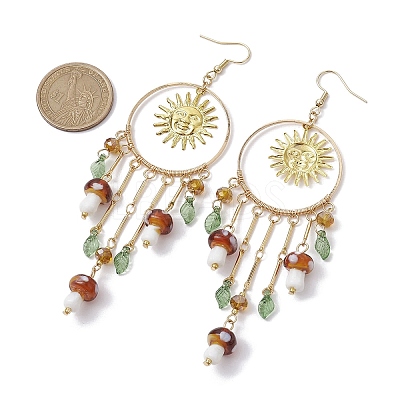 Golden 304 Stainless Steel Sun Chandelier Earrings EJEW-JE05674-01-1
