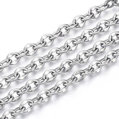 Tarnish Resistant 304 Stainless Steel Dapped Cable Chains CHS-N001-04P-1