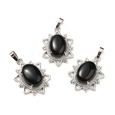 Natural Obsidian Pendants G-B033-03P-19-1