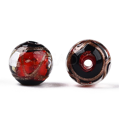 Handmade Gold Sand Lampwork Beads LAMP-T019-12mm-03-1