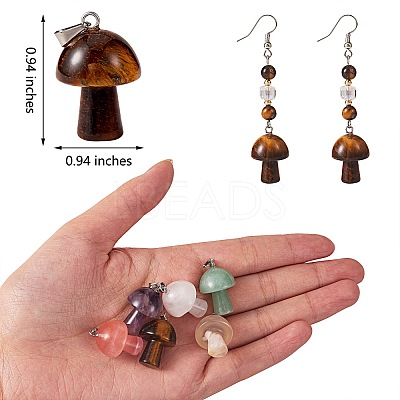 6Pcs 6 Colors Natural & Synthetic Gemstone Pendants G-SZ0001-89-1