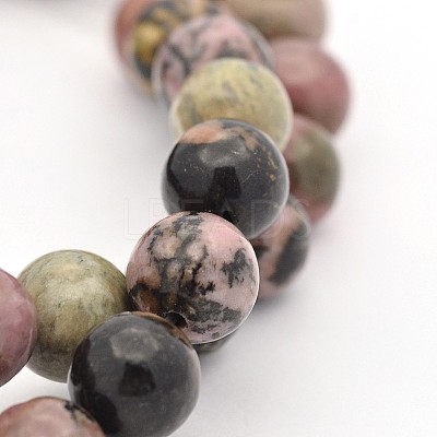 Round Natural Rhodonite Beads Strands X-G-M136-8mm-1