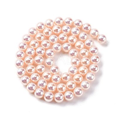UV Plating Pearlized Glass Pearl Beads Strands GLAA-F128-01A-T09-1