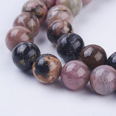 Natural Rhodonite Beads Strands G-P318-04-8mm-1