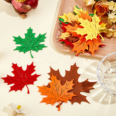 4 Sets Leaf Wool Needle Felting Decoration DIY-MA0006-83C-1