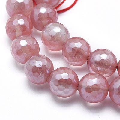 Electroplated Cherry Quartz Glass Beads Strands G-O164-04-6mm-1