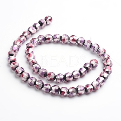 Handmade Silver Foil Glass Round Beads X-FOIL-I005-02B-1