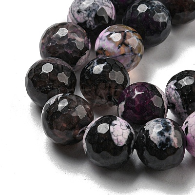 Faceted Natural Fire Crackle Agate Beads Strands G-F447-12mm-N15-1
