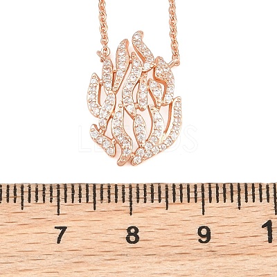 Brass Micro Pave Clear Cubic Zirconia Flame Pendant Adjustable Slider Necklaces KK-CBA4547-10RG-1