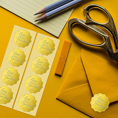 Plastic Self Adhesive Gold Foil Embossed Stickers DIY-WH0211-184-1