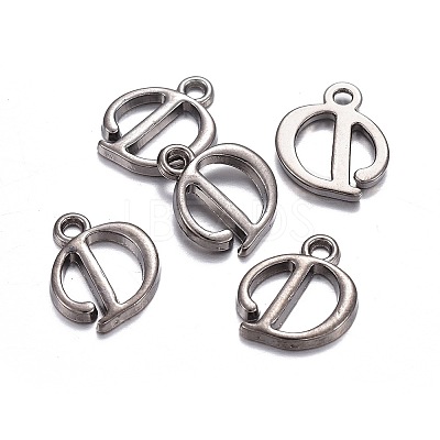 Gunmetal Plated Alloy Letter Pendants PALLOY-P097-03-D-1