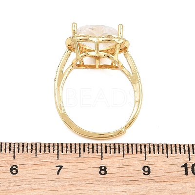 Heart Brass Micro Pave Cubic Zirconia Cuff Open Rings for Women CU-CBA0A21-02G-03-1