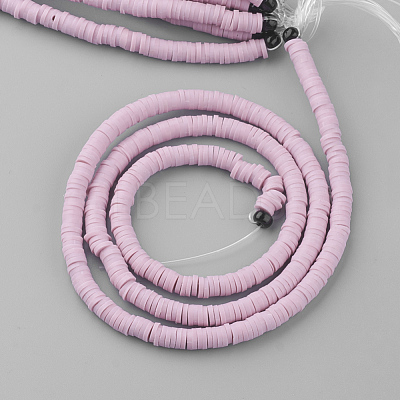 Flat Round Handmade Polymer Clay Bead Spacers CLAY-R067-3.0mm-26-1