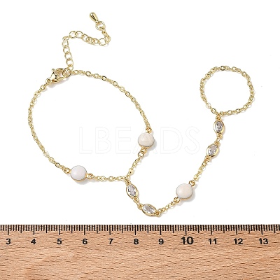 Brass Micro Pave Clear Cubic Zirconia Mittens Bracelets for Women BJEW-C156-02G-1