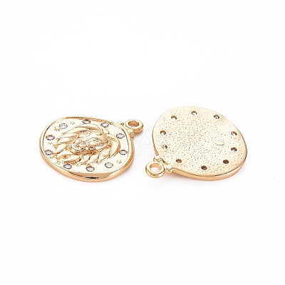 Brass Micro Pave Clear Cubic Zirconia Pendants KK-S356-766A-1