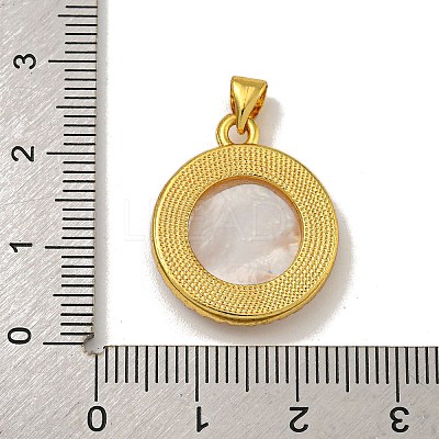 Rack Plating Brass Micro Pave Clear Cubic Zirconia Flat Round Pendants KK-U025-10G-05-1