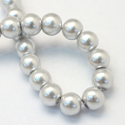 Baking Paint Pearlized Glass Pearl Round Bead Strands X-HY-Q003-4mm-62-1