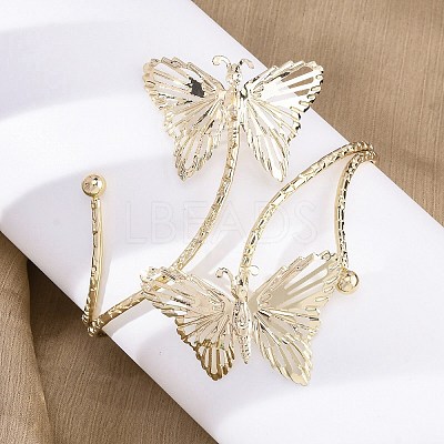 Butterfly Alloy Arm Cuff Bangles for Girl Women AJEW-A063-01I-G-1