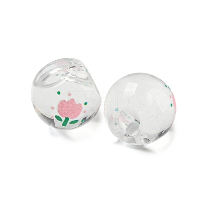 Transparent Printed Acrylic Beads OACR-H124-08-1