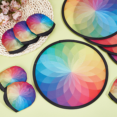 Polyester Foldable Flying Disc Fans with Storage Bag AJEW-WH00670-127B-1