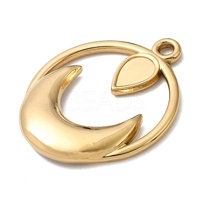 Moon 304 Stainless Steel Pendant Cabochon Setting STAS-P454-10G-1