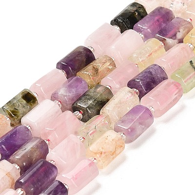 Natural Rose Quartz & Amethyst & Prehnite & Yellow Quartz Beads Strands G-G068-A22-01-1