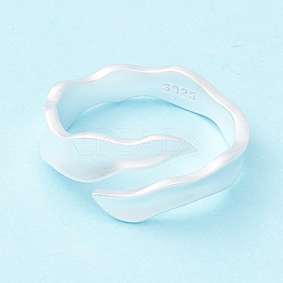 925 Sterling Silver Matte Cuff Ring RJEW-Z011-01S-1