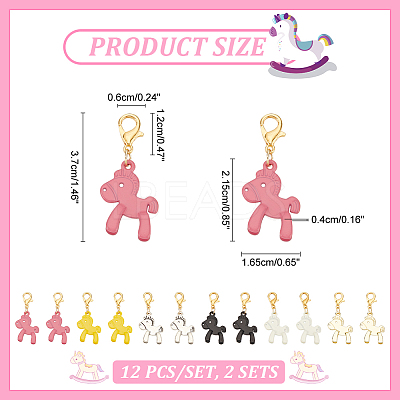 Horse Alloy Enamel Pendant Stitch Markers HJEW-AB00364-1