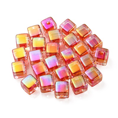 UV Plating Transparent Acrylic European Beads OACR-F004-10G-1