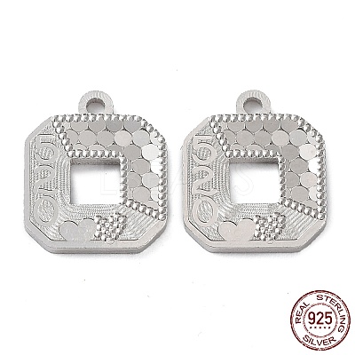 Rhodium Plated 925 Sterling Silver Charms STER-C003-04P-1