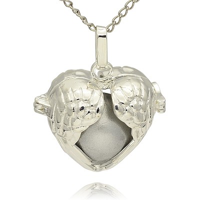 Silver Color Plated Brass Hollow Heart Cage Pendants KK-J241-02S-1