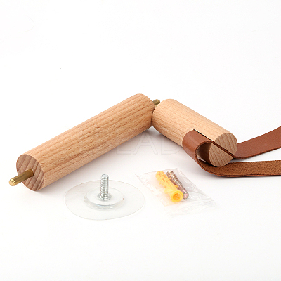 2 Sets 2 Colors Wood & Brass Toilet Wall Hanging Perforated Rope Holder FIND-GL0001-51-1