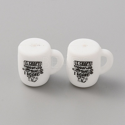 Cup with Word Pattern Silicone Beads SIL-WH0006-18L-1