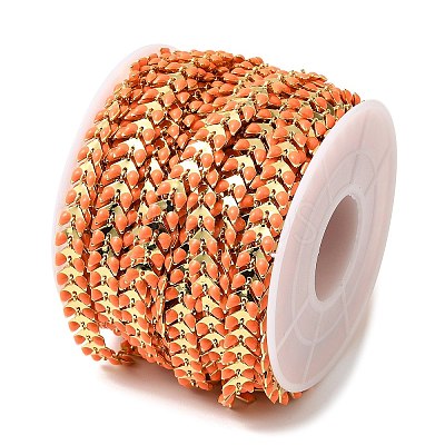 Brass Enamel Leaf Link Chains CHC-F021-02G-09-1