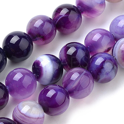 Natural Striped Agate/Banded Agate Beads Strands G-S259-04F-6mm-1