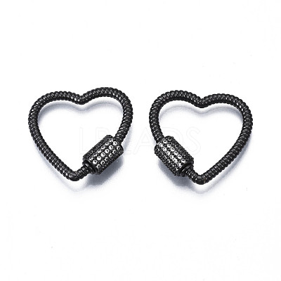 Brass Micro Pave Clear Cubic Zirconia Screw Carabiner Lock Charms ZIRC-T004-99B-1